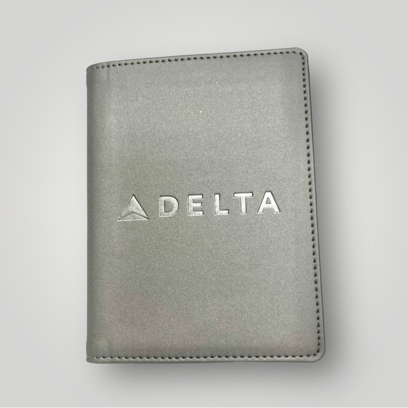 Delta Air Lines Official Passport Travel Holder Toscano Grey Vegan Leather New - Picture 6 of 14